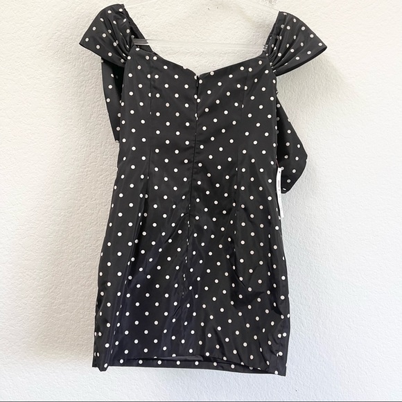 Bardot Bow Mini Dress Polka Dot Black Size XS - Picture 4 of 7